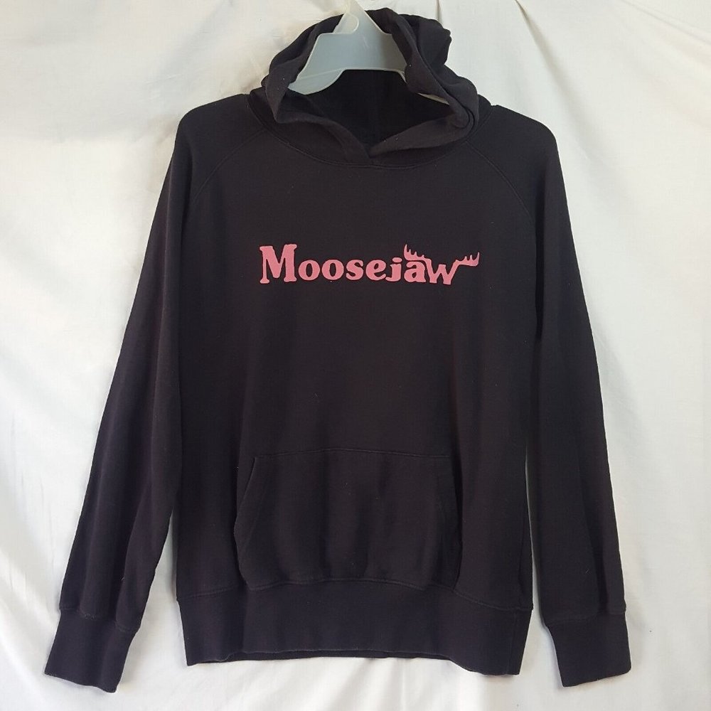Moosejaw Black & Pink Hoodie Sweater Womens Size Small Cotton Poly Blend